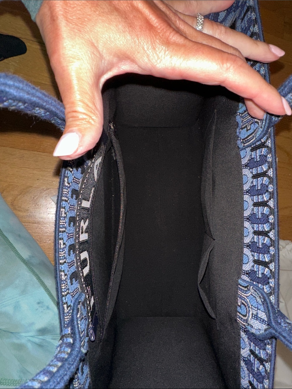 Furla Navy and Light Blue Jacquard Tote with Top Handles - Picture 10 of 11